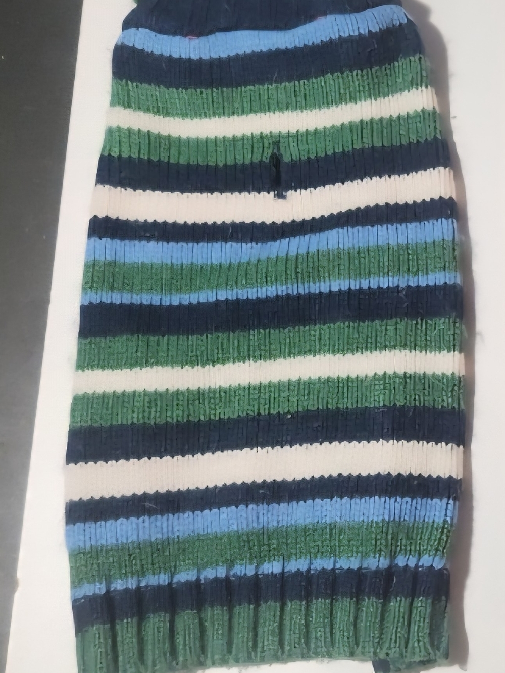 Dog Sweater Size Small Green, Navy and White